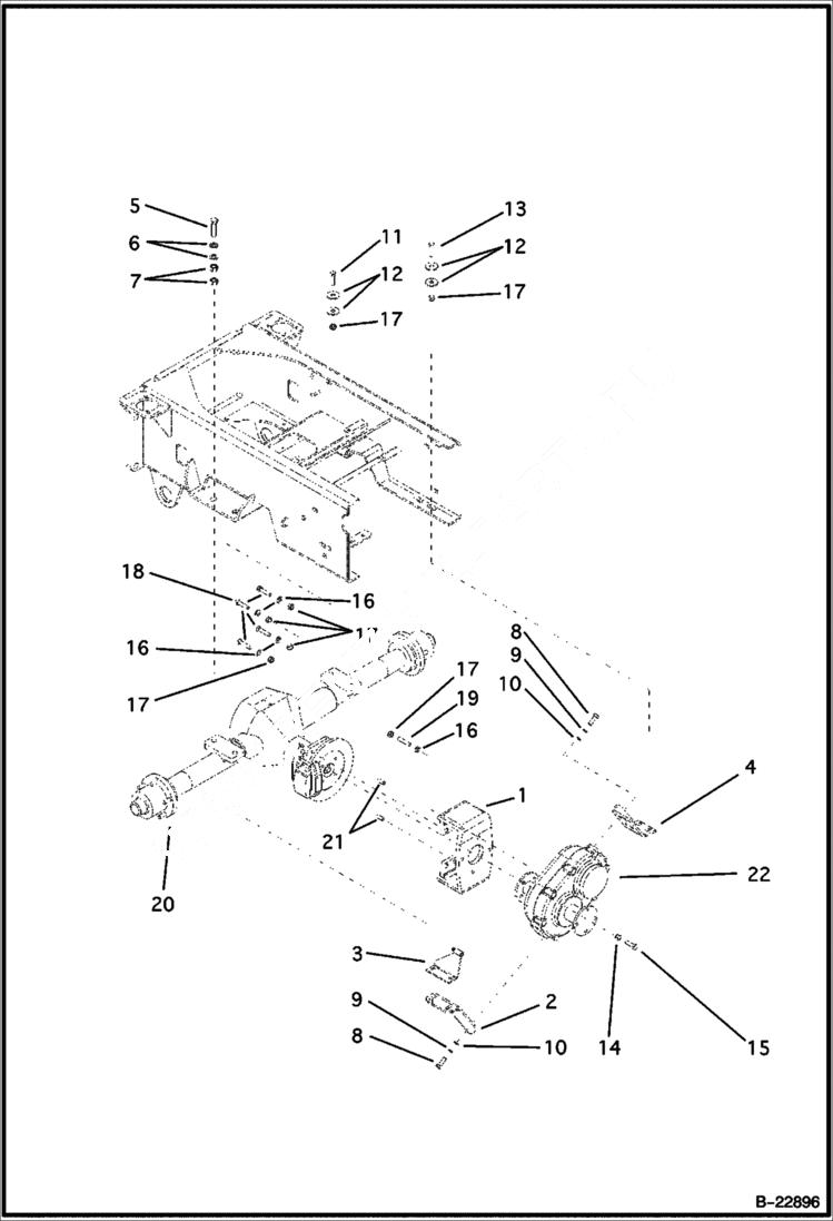 Схема запчастей Bobcat B250 - REAR AXLE B200 AXLES & WHEELS