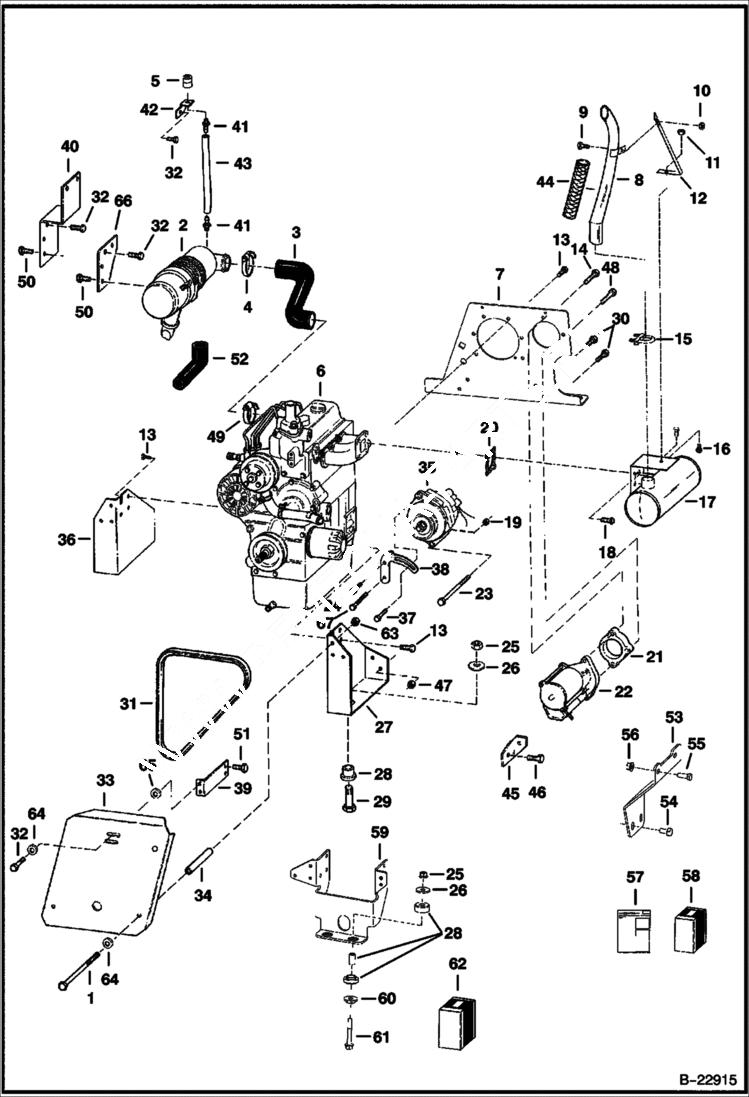 Схема запчастей Bobcat 500s - ENGINE & ATTACHING PARTS POWER UNIT