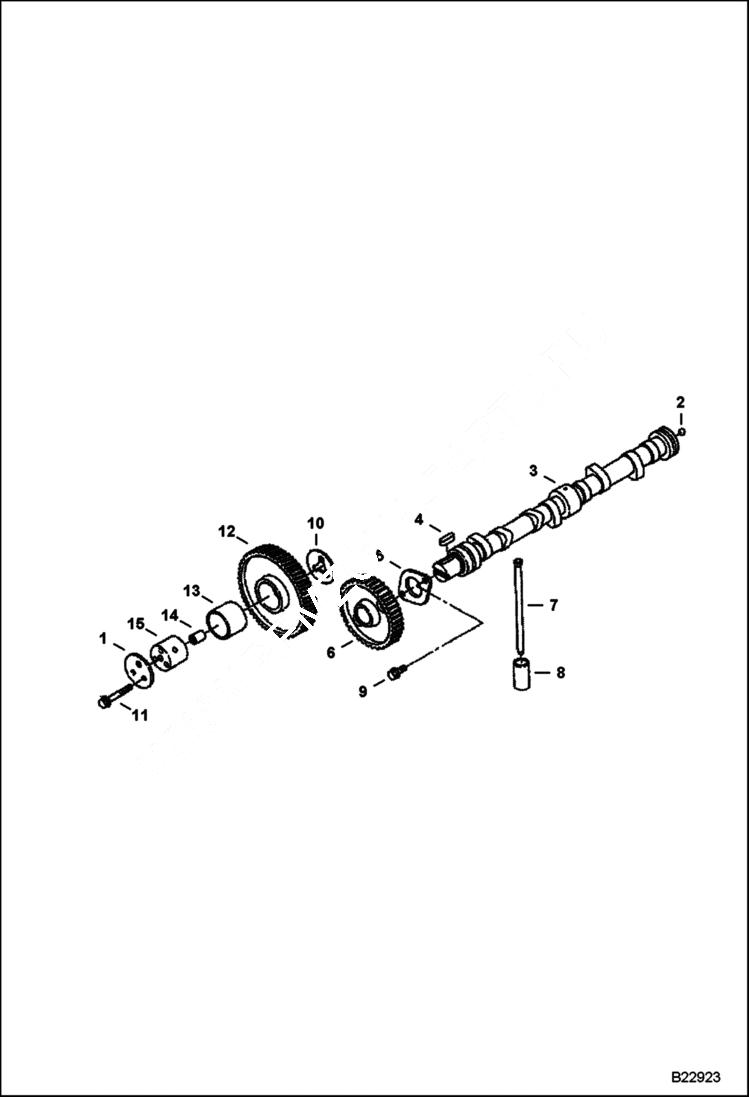 Схема запчастей Bobcat T-Series - CAMSHAFT (S/N 5254 & 5255) (V3300 DI T Kubota) (Tier II) POWER UNIT