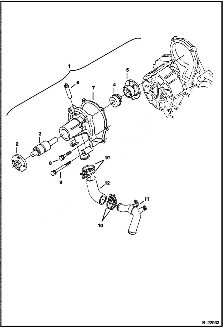 Схема запчастей Bobcat B250 - WATER PUMP Tier I 5722 11001 & Abv POWER UNIT