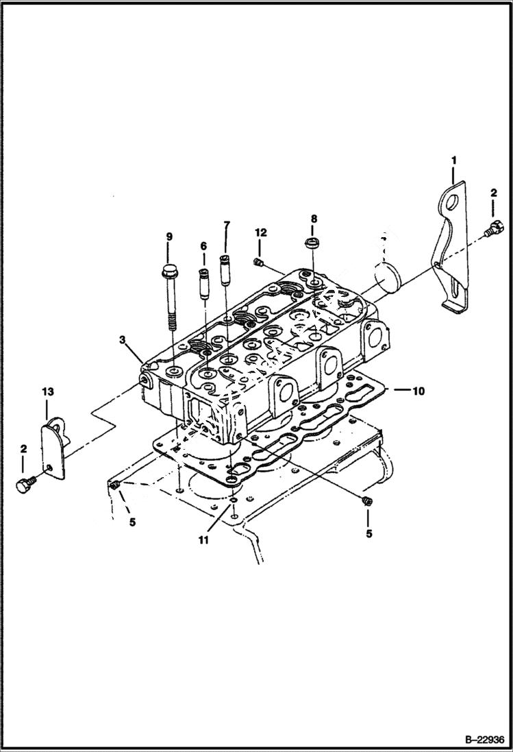 Схема запчастей Bobcat 6KW - CYLINDER HEAD MAIN FRAME