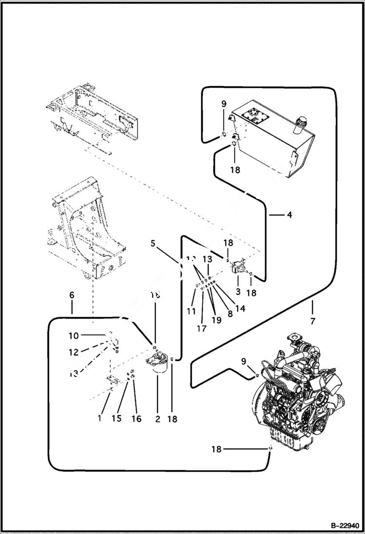 Схема запчастей Bobcat B250 - FUEL SYSTEM W/Turbo Charger POWER UNIT