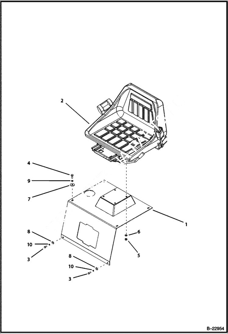 Схема запчастей Bobcat B100 - SEAT ASSY CANOPY