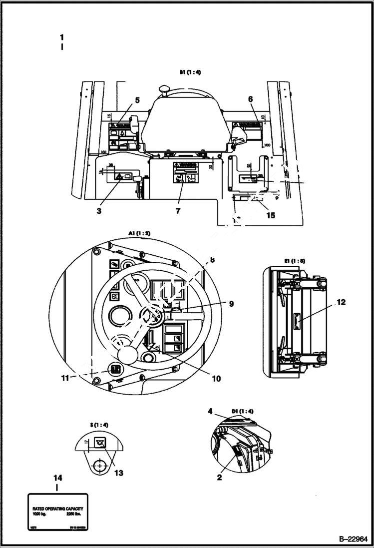 Схема запчастей Bobcat B100 - DECALS ACCESSORIES & OPTIONS