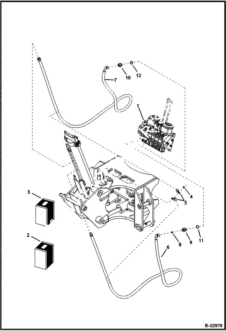 Схема запчастей Bobcat B100 - HYDRAULIC CIRCUITRY Center Mount Backhoe HYDRAULIC SYSTEM