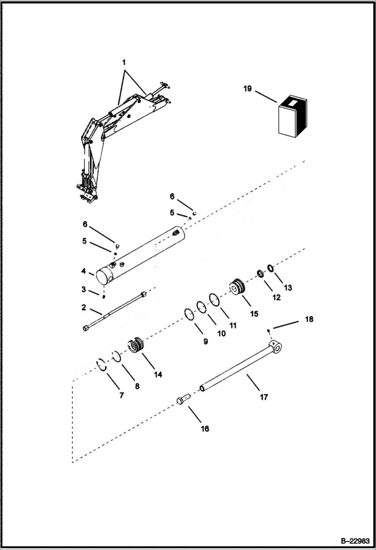 Схема запчастей Bobcat B100 - ARM-BOOM CYLINDER SideShift Backhoe HYDRAULIC SYSTEM