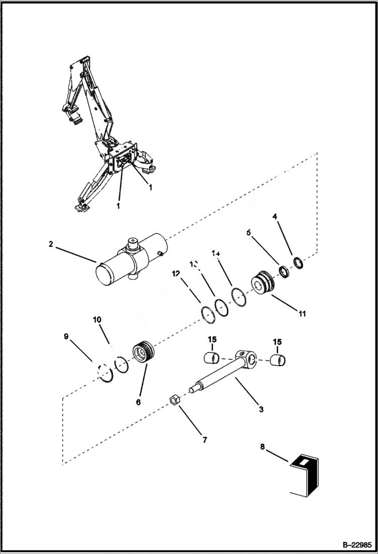 Схема запчастей Bobcat B100 - SWING CYLINDER Center Mount Backhoe HYDRAULIC SYSTEM