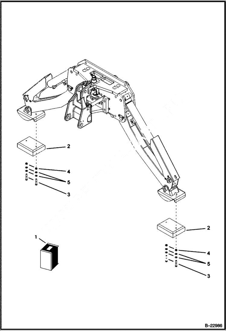 Схема запчастей Bobcat B100 - STREET PAD Center Mount Backhoe WORK EQUIPMENT