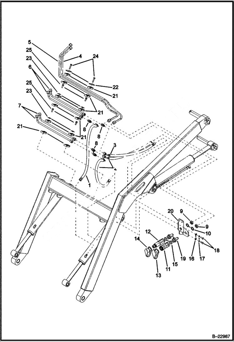 Схема запчастей Bobcat B100 - HYDRAULIC CIRCUITRY Loading Arms HYDRAULIC SYSTEM