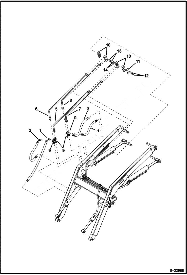 Схема запчастей Bobcat B100 - HYDRAULIC CIRCUITRY Loading Arms HYDRAULIC SYSTEM