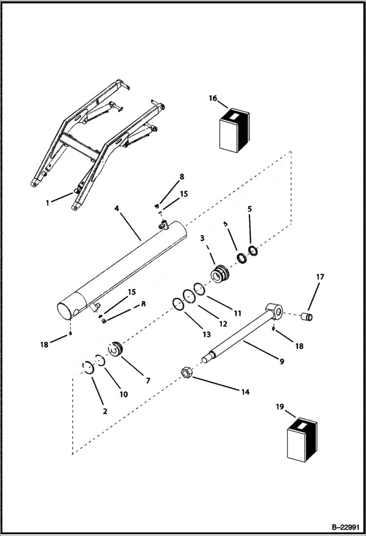 Схема запчастей Bobcat B100 - TILT CYLINDER Left HYDRAULIC SYSTEM