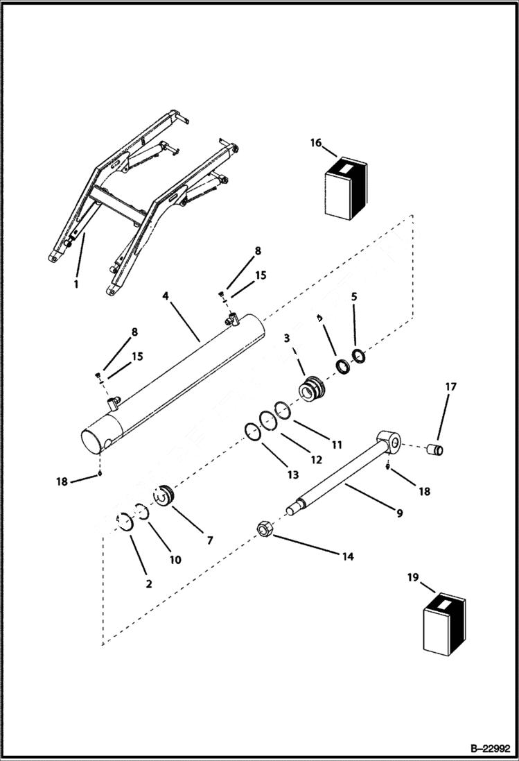 Схема запчастей Bobcat B100 - TILT CYLINDER Right HYDRAULIC SYSTEM