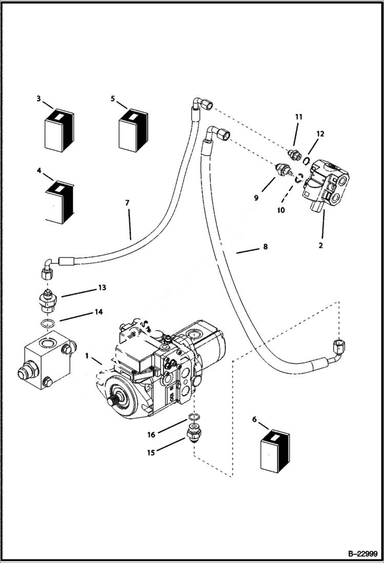 Схема запчастей Bobcat B100 - HYDRAULIC CIRCUITRY Frame HYDRAULIC SYSTEM