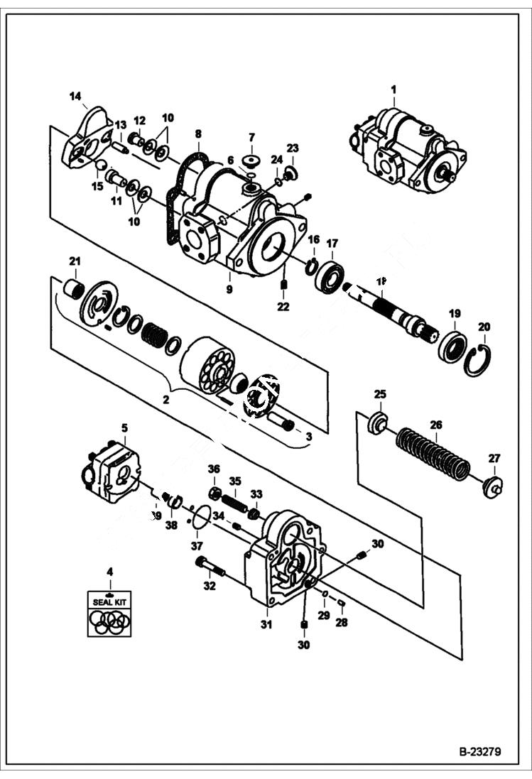 Схема запчастей Bobcat 323 - HYDRAULIC PUMP HYDRAULIC SYSTEM