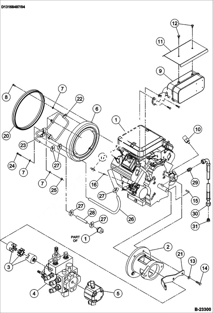 Схема запчастей Bobcat BCA12 - ENGINE ASSEMBLY POWER UNIT