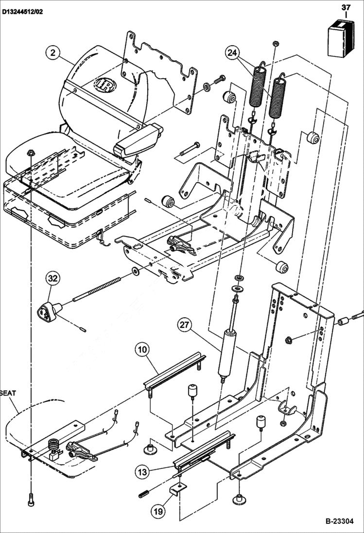 Схема запчастей Bobcat BCA12 - SUSPENSION SEAT (Internal Breakdown) CONSOLE