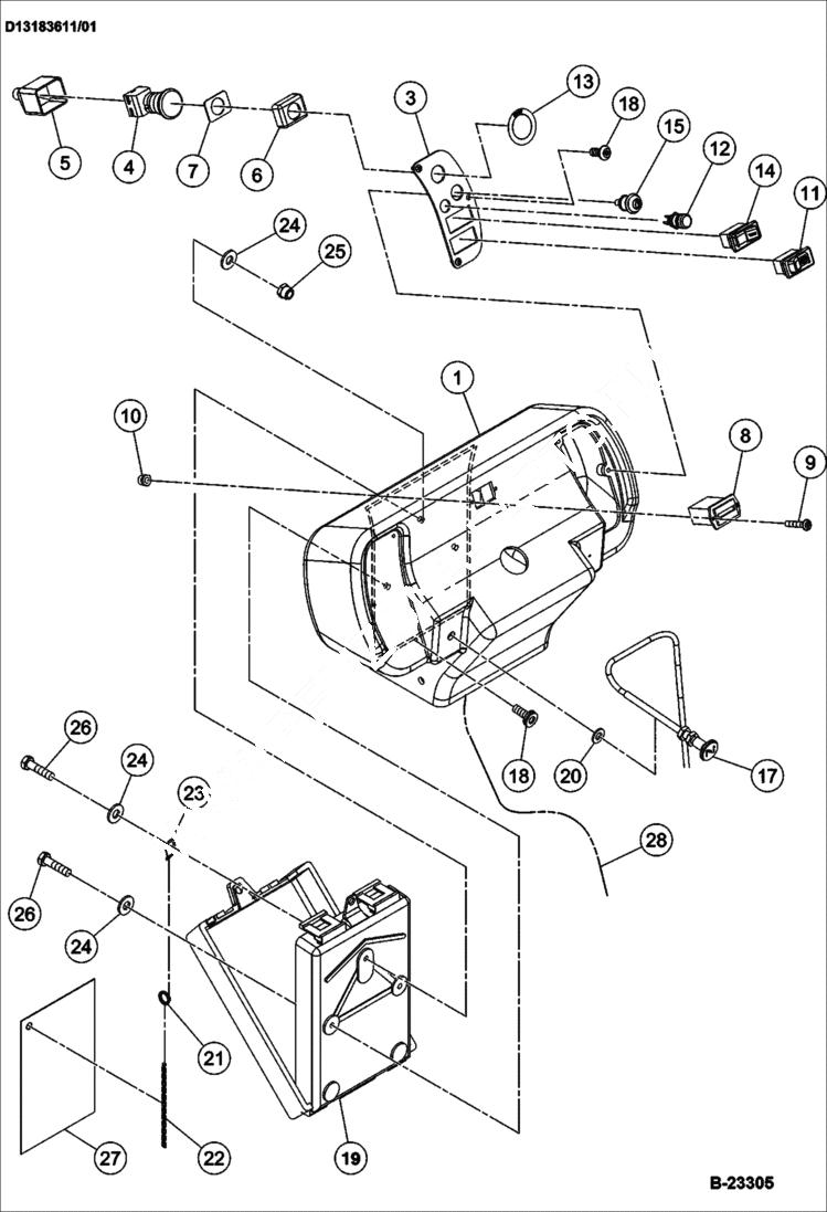 Схема запчастей Bobcat BCA12 - INSTRUMENT PANEL ASSEMBLY CONSOLE