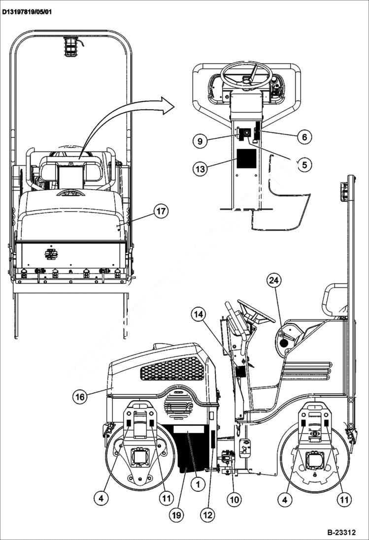 Схема запчастей Bobcat BCA12 - DECAL INSTALLATION ACCESSORIES & OPTIONS