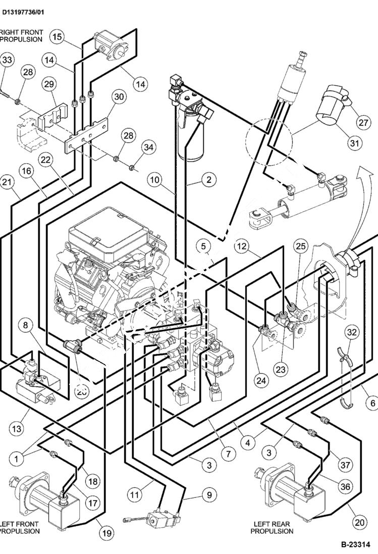 Схема запчастей Bobcat BCA12 - HYDRAULIC TUBE & HOSE INSTALLATION HYDRAULIC SYSTEM