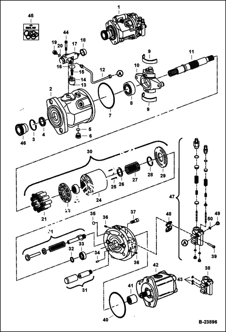 Схема запчастей Bobcat 435 - HYDRAULIC PISTON PUMP HYDRAULIC SYSTEM