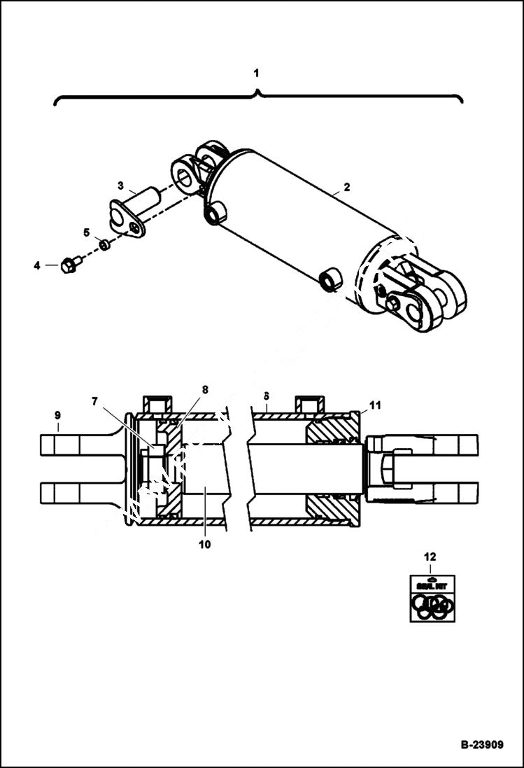 Схема запчастей Bobcat Бульдозеры - DOZER (Hydraulic Cylinder) (96 224401244 & Above) Loader