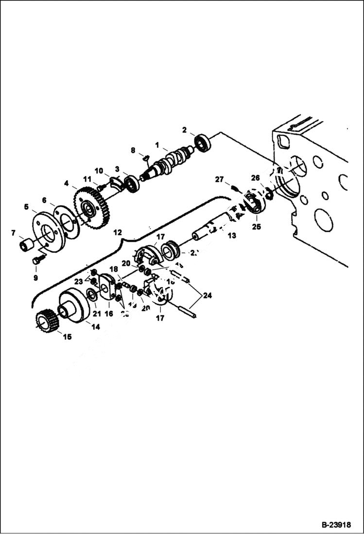 Схема запчастей Bobcat 6KW - FUEL CAMSHAFT MAIN FRAME