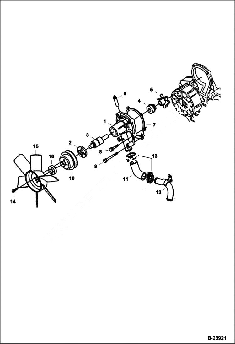 Схема запчастей Bobcat 6KW - WATER PUMP MAIN FRAME