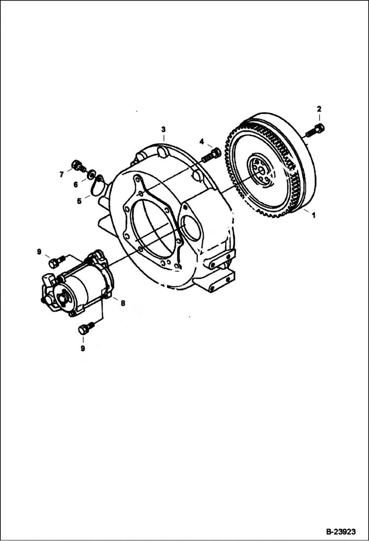 Схема запчастей Bobcat 6KW - FLYWHEEL MAIN FRAME