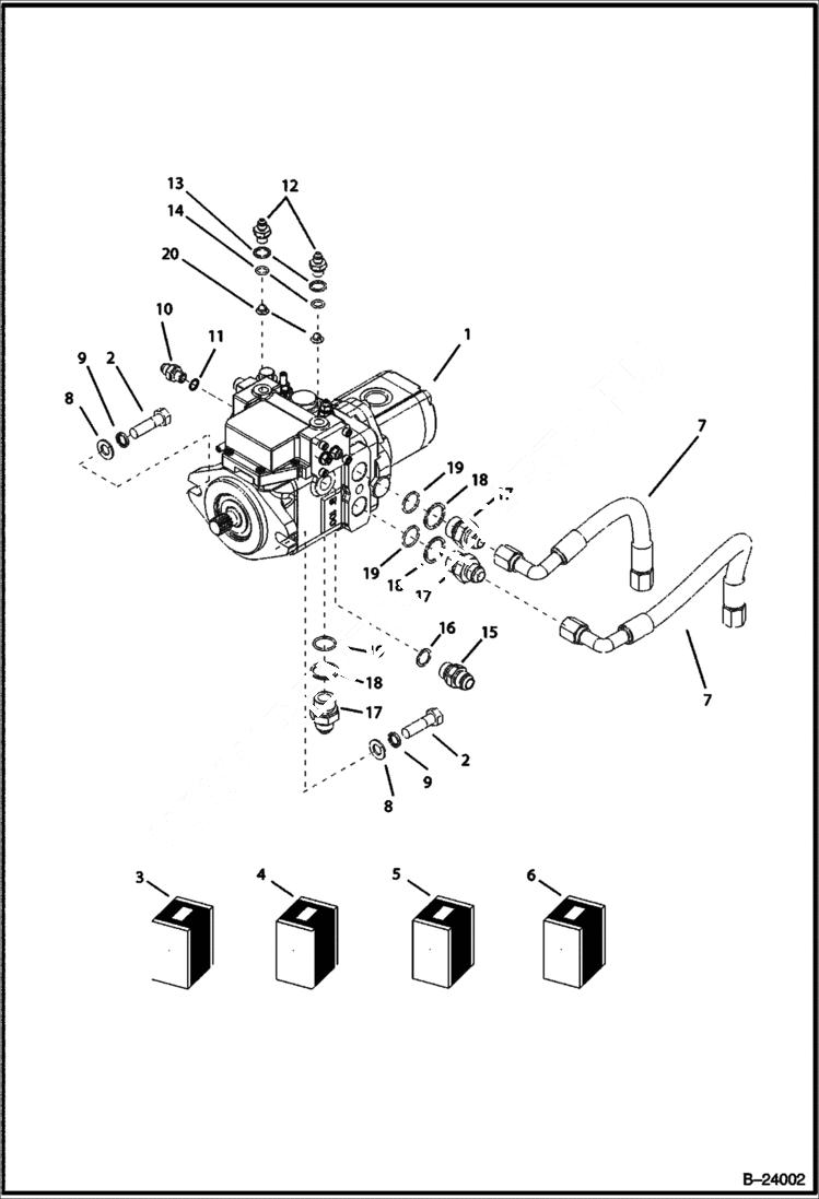 Схема запчастей Bobcat B100 - HYDRAULIC CIRCUITRY Frame HYDRAULIC SYSTEM