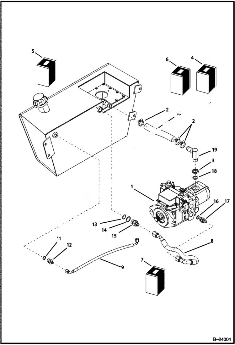 Схема запчастей Bobcat B100 - HYDRAULIC CIRCUITRY Frame HYDRAULIC SYSTEM