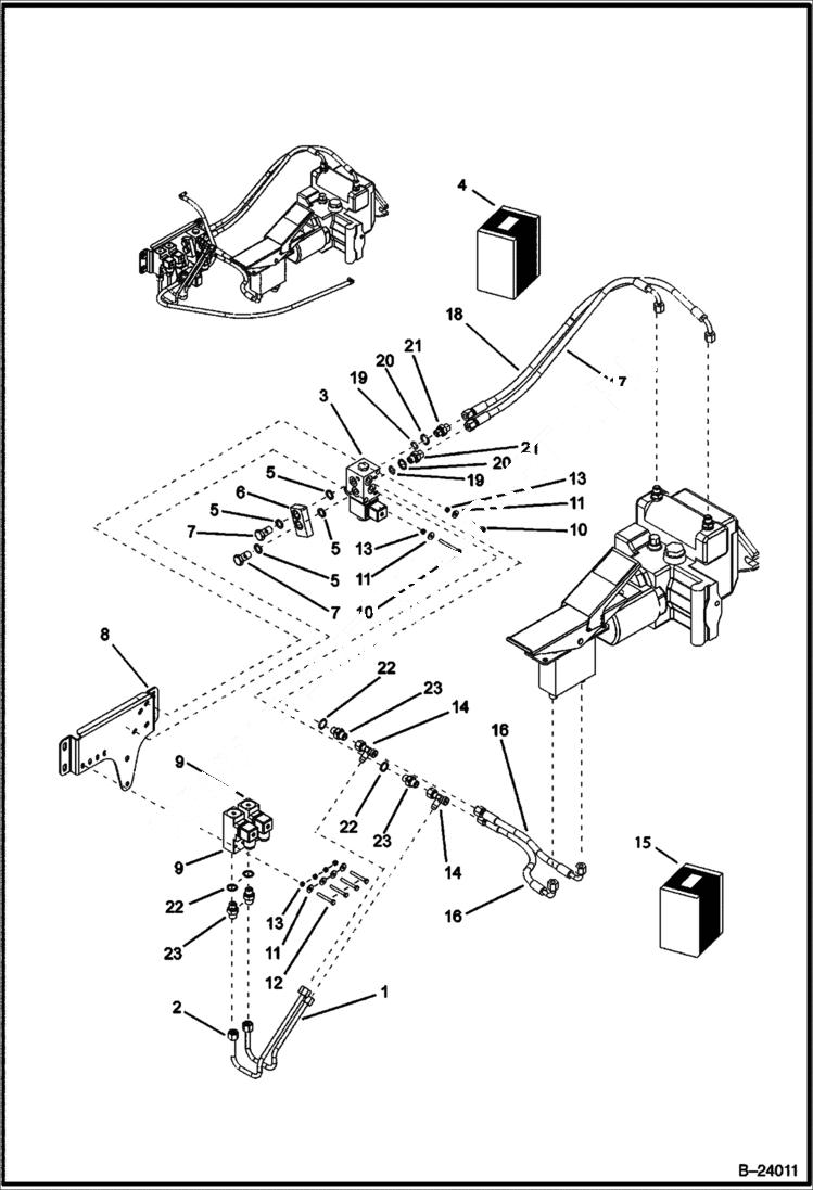 Схема запчастей Bobcat B100 - HYDRAULIC CIRCUITRY Blocking Travel HYDRAULIC SYSTEM