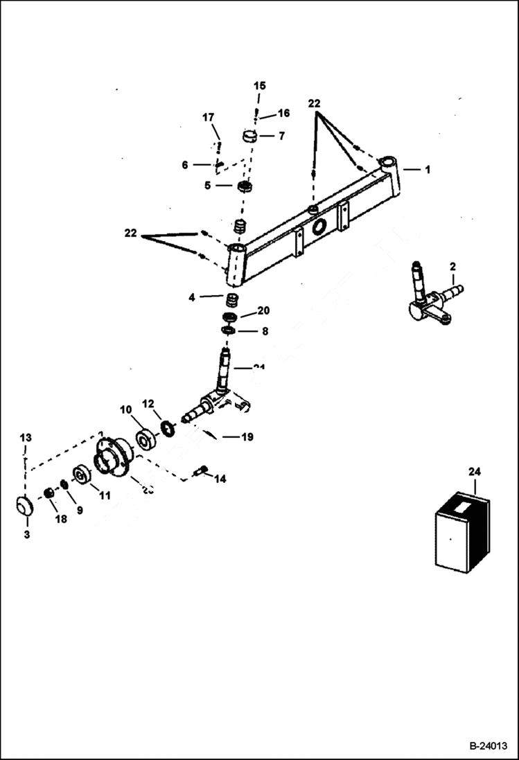 Схема запчастей Bobcat B100 - STEERING FRONT Axles MAIN FRAME