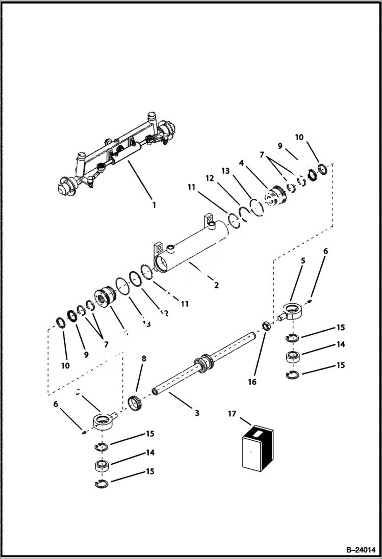 Схема запчастей Bobcat B100 - STEERING CYLINDER HYDRAULIC SYSTEM