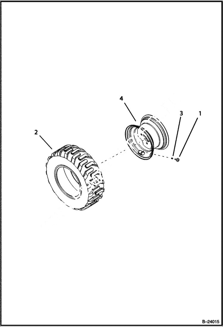 Схема запчастей Bobcat B100 - WHEEL & TIRES (Front Axle) AXLES