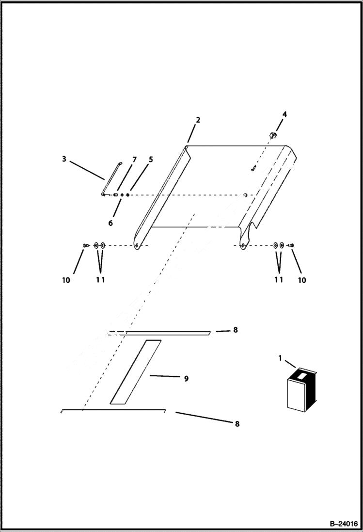 Схема запчастей Bobcat B100 - HOOD CANOPY