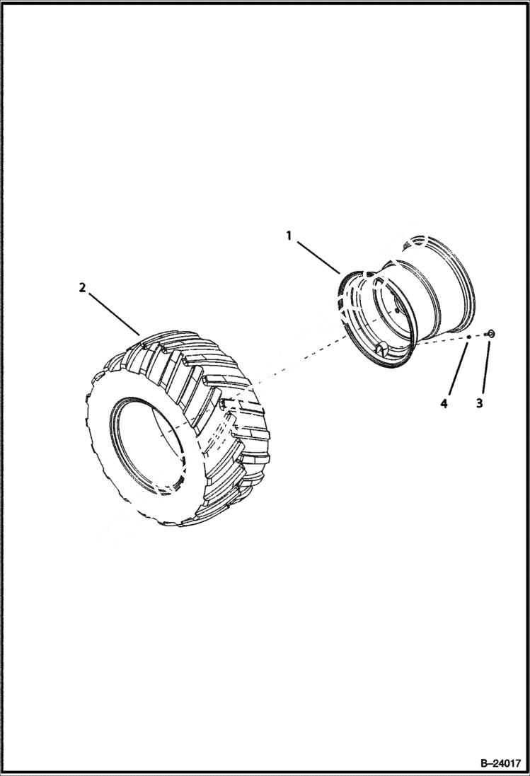 Схема запчастей Bobcat B100 - WHEEL & TIRES (Rear Axle) AXLES