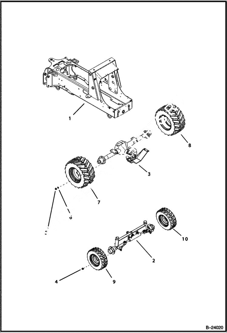 Схема запчастей Bobcat B100 - FRAMES/WHEELS Axles AXLES