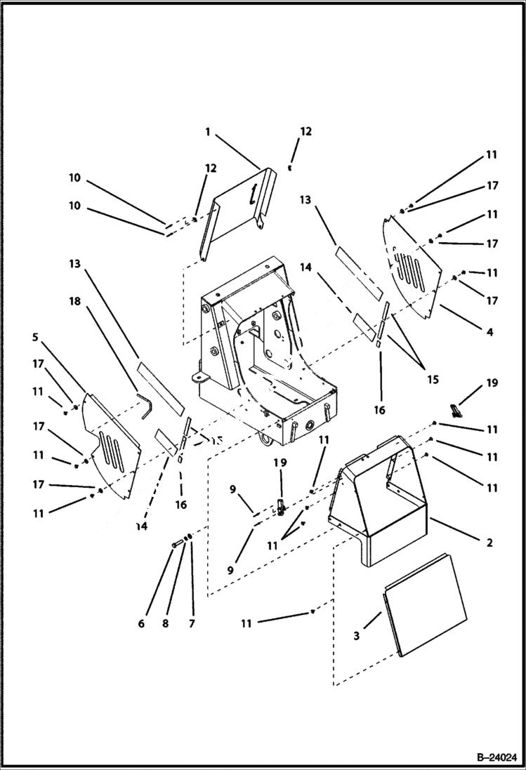 Схема запчастей Bobcat B100 - PANELS CANOPY