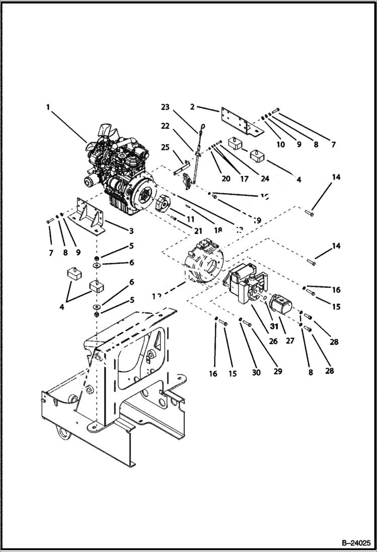 Схема запчастей Bobcat B100 - ENGINE AND ATTACHING PARTS 5701 11001 & Above POWER UNIT