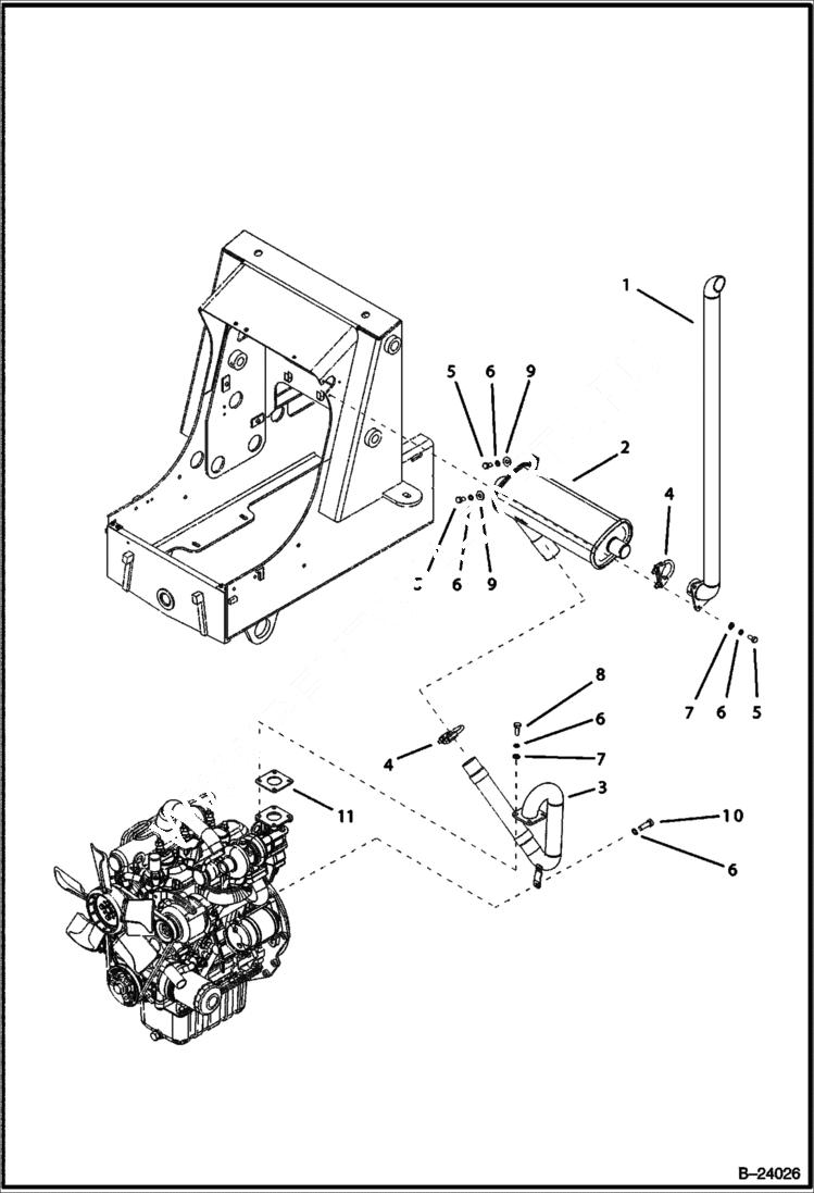 Схема запчастей Bobcat B100 - EXHAUST PIPE ASSY POWER UNIT