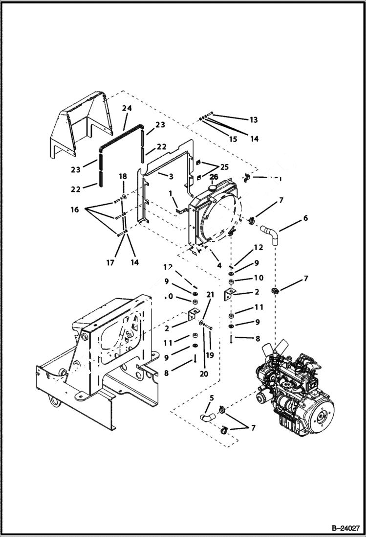 Схема запчастей Bobcat B100 - ENGINE COOLING POWER UNIT