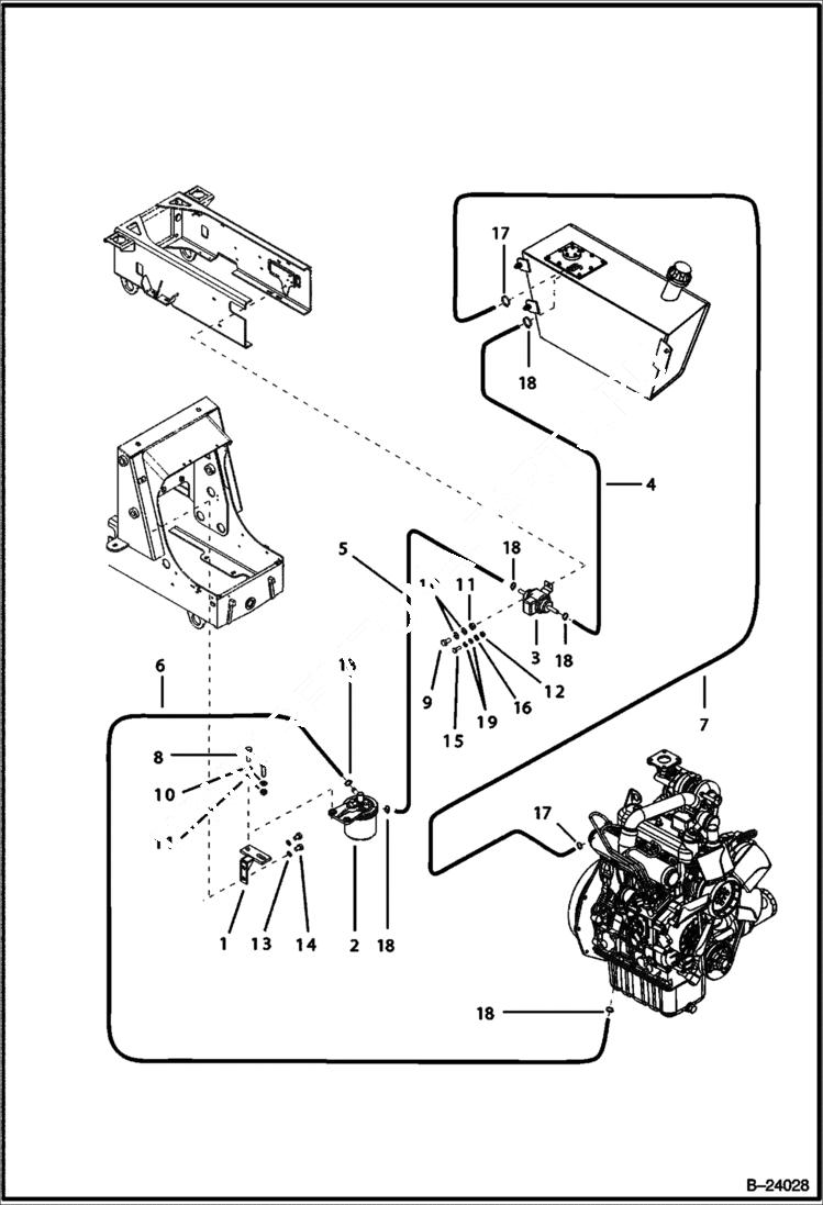 Схема запчастей Bobcat B100 - FUEL SYSTEM (Engine) POWER UNIT