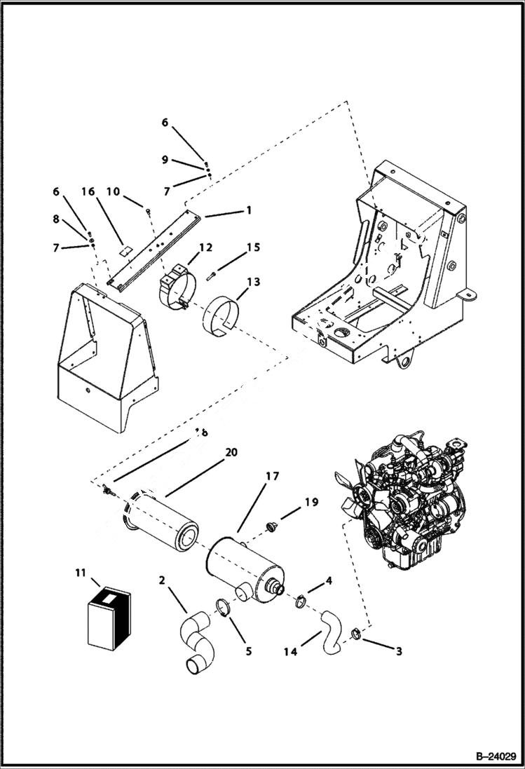 Схема запчастей Bobcat B100 - AIR FILTER ASSY POWER UNIT