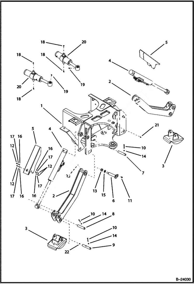 Схема запчастей Bobcat B100 - STABILIZERS Center Mount Backhoe WORK EQUIPMENT