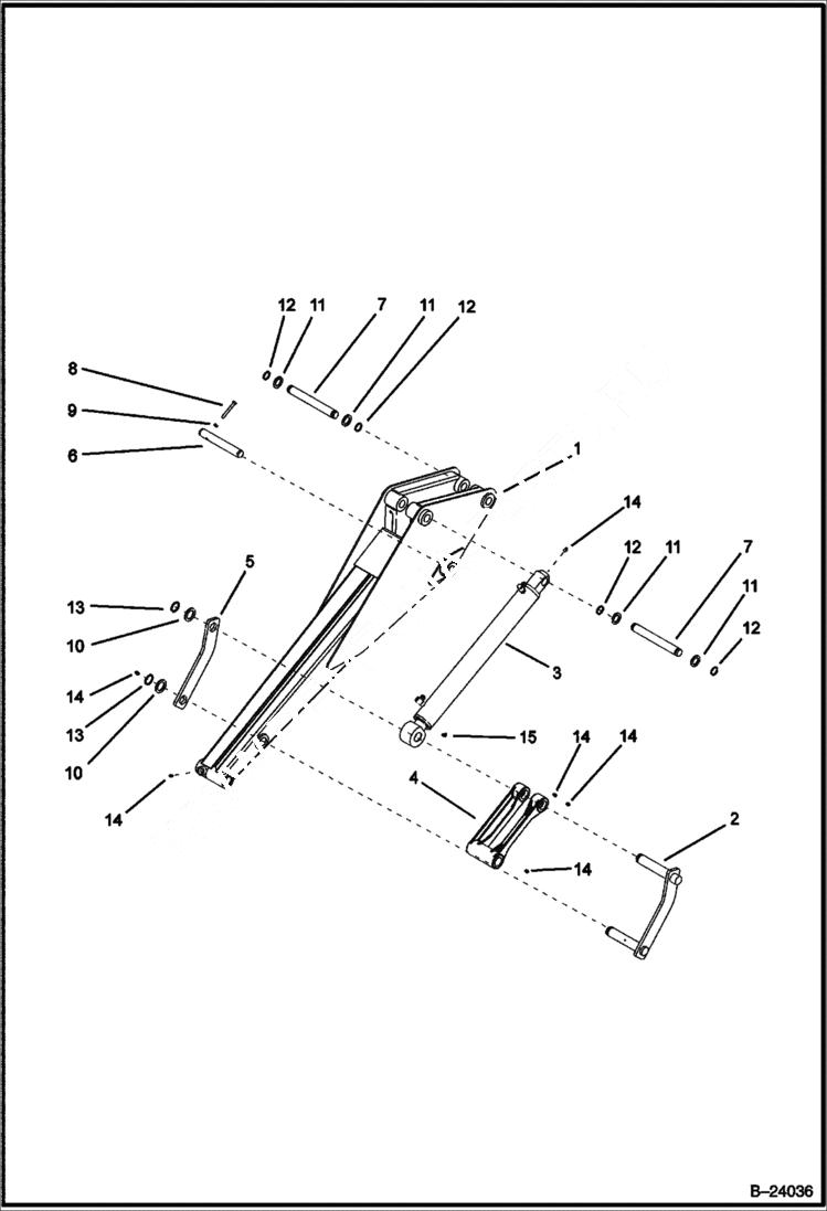 Схема запчастей Bobcat B100 - ARM Center Mount Backhoe WORK EQUIPMENT