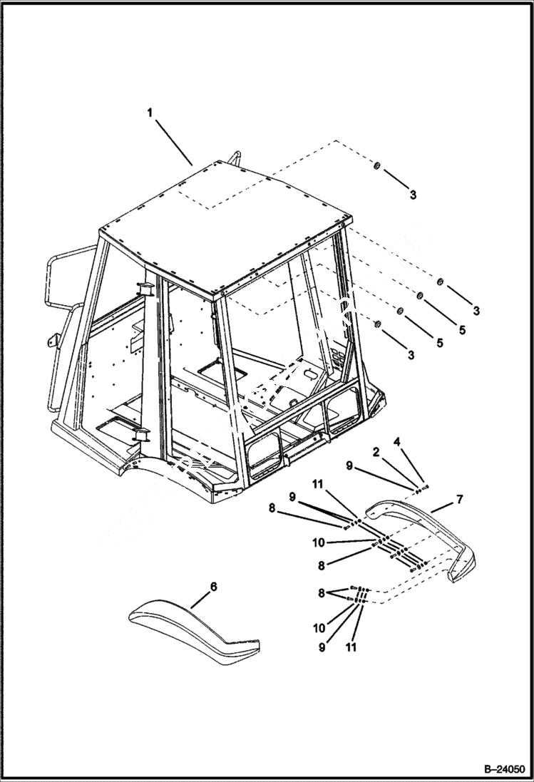Схема запчастей Bobcat BL370 - CAB CANOPY