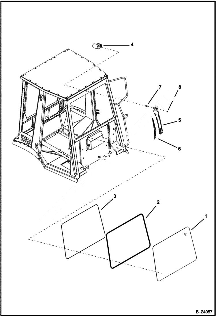 Схема запчастей Bobcat BL370 - CAB Front Window CANOPY