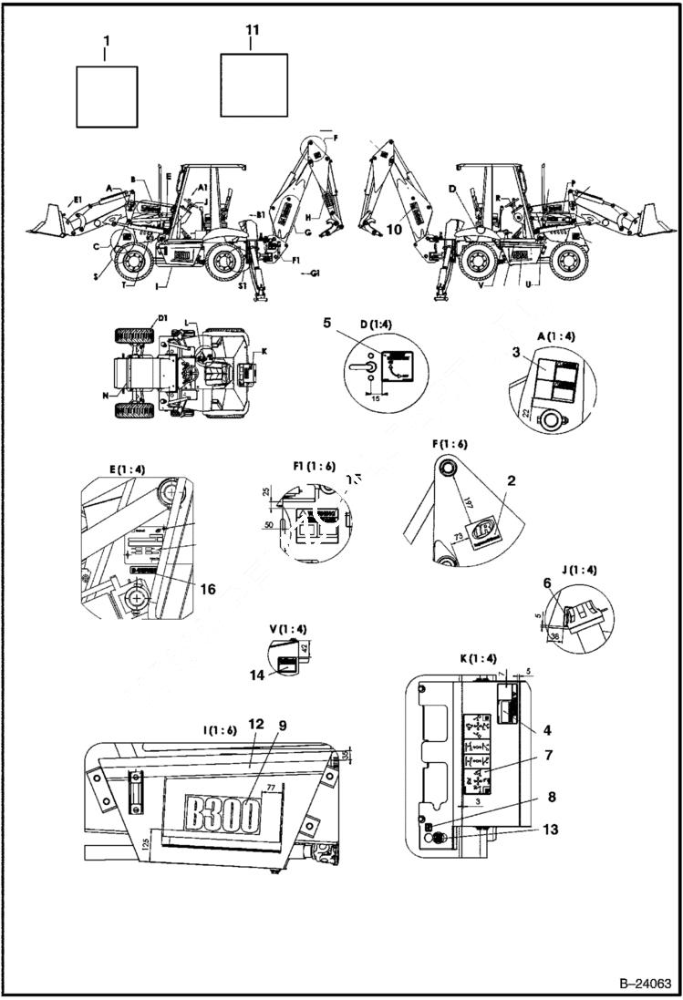 Схема запчастей Bobcat B300 - DECALS Tier I 5723 11001 & Above POWER UNIT