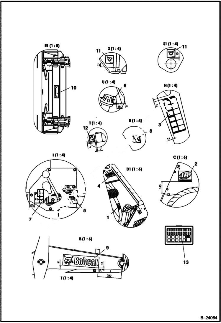 Схема запчастей Bobcat B300 - DECALS Tier I 5723 11001 & Above POWER UNIT