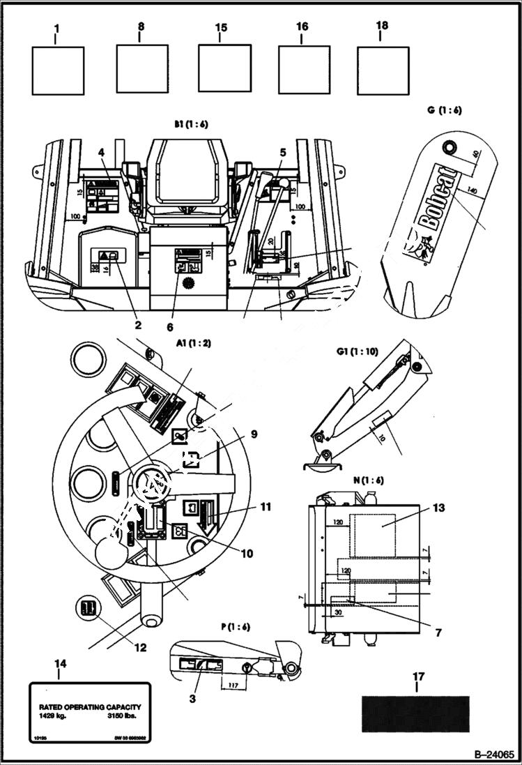 Схема запчастей Bobcat B300 - DECALS Tier I 5723 11001 & Above POWER UNIT